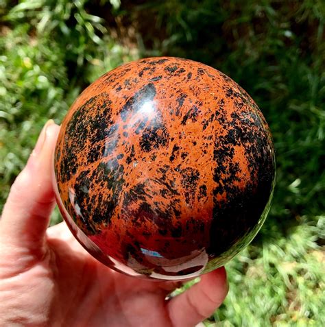 84mm Mahogany Obsidian Natural Stone Sphere Orb Ball Globe Display Specimen