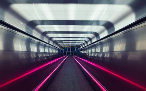 Oslo, Subway, Tracks, Lights, Pink, Motion blur, Architecture ...