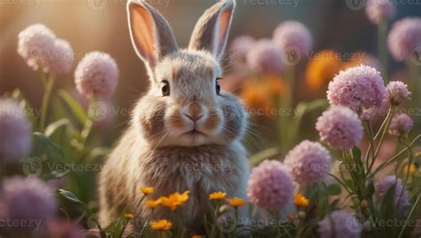 Bunny With Flowers Stock Photos, Images and Backgrounds for Free Download