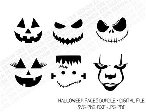 Halloween Bundle Svg Pumpkin Faces Svg Scary Faces Svg | Etsy