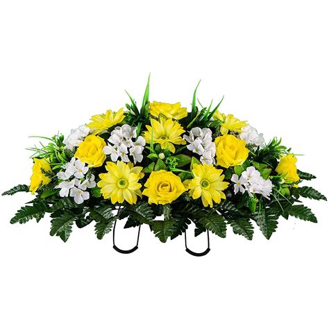 Sympathy Silks Artificial Cemetery Flowers – Realistic Vibrant Daisies ...