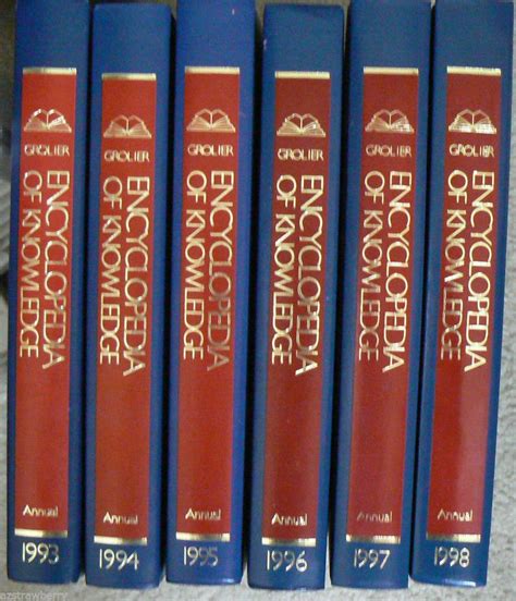 Set of 6 Books Grolier Encyclopedia of Knowledge Annual Book 1993-98 ...