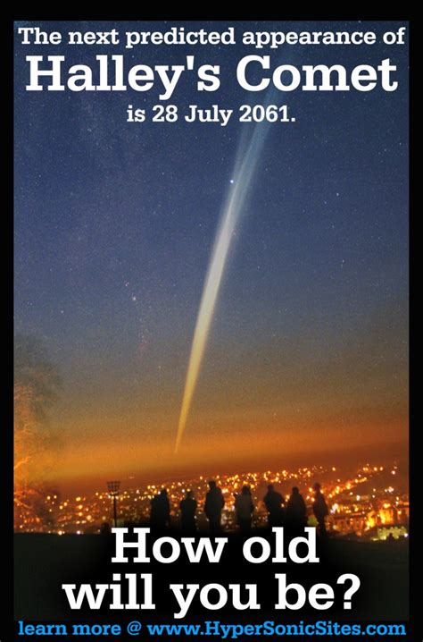 The next predicted appearance of Halley's Comet is 28 July 2061. How old will you be? - Hyper ...