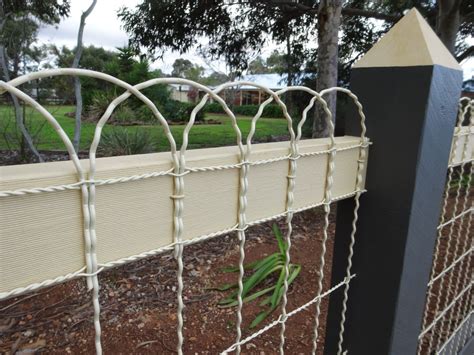 Up close look at woven wire (Ornamental Loop) fence | Metal garden fencing, Fence design, Garden ...