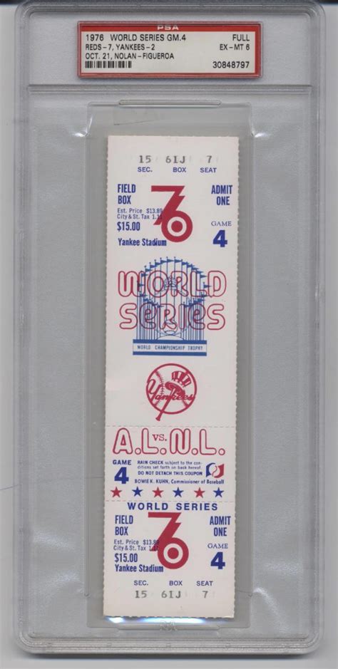 1976 World Series Ticket Game 4 Full PSA 6 - Tickets From The Past