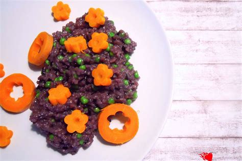 Purple rice; with peas and carrots - PassionSpoon recipes