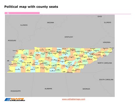 Tennessee county map - Editable PowerPoint Maps