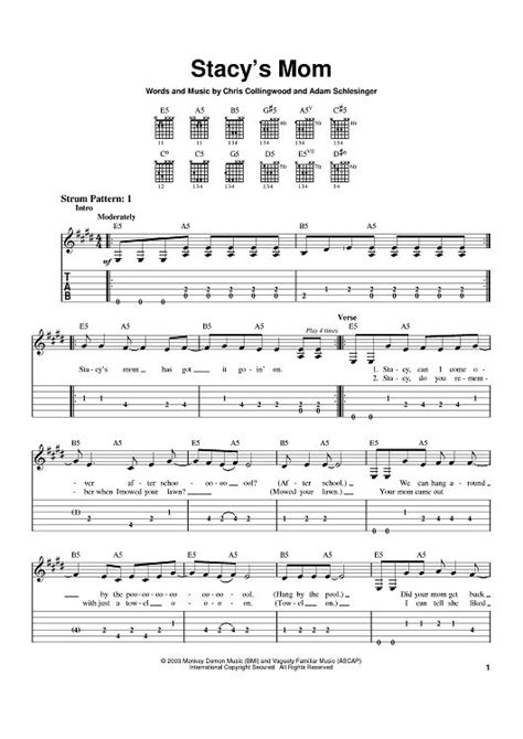 Stacy's Mom | Stacys mom, Easy guitar tabs, Digital sheet music