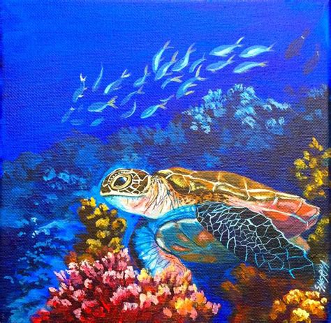 Create a Stunning Sea Turtle Painting with This Step-by-Step Acrylic ...