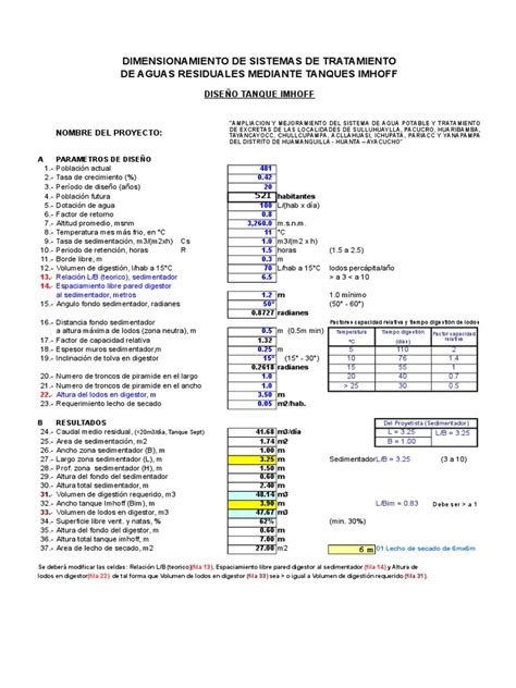 Diseño Tanque Imhoff Ok Ok | PDF | Tecnología Ambiental | Ingeniería Ambiental