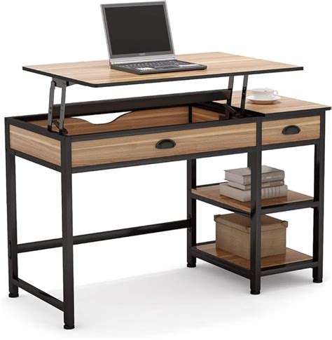 Tribesigns Rustic Lift Top Computer Desk with Drawers, 47" Writing Desk Study Table Workstation ...
