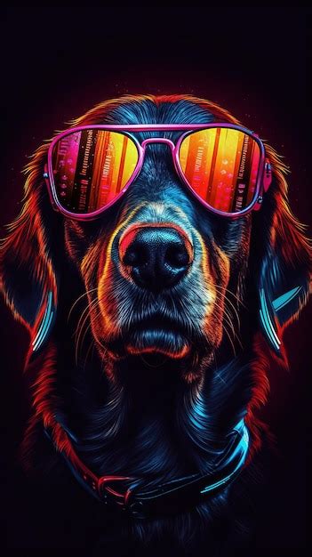 Premium AI Image | Neon Dog on Dark Background Generative AI