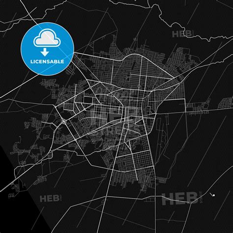 Black and white vector map of Chiclayo, Peru, Peru with fine structures and patterns for ...