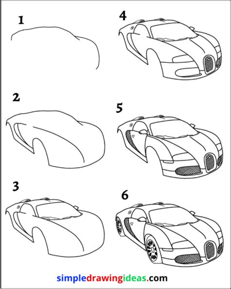 How to draw a Bugatti Chiron step by step - Simple Drawing Ideas