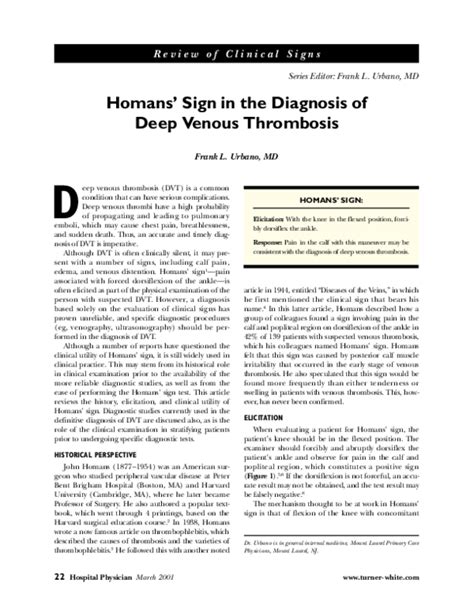 (PDF) Homans' Sign in the Diagnosis of Deep Venous Thrombosis | Frank ...