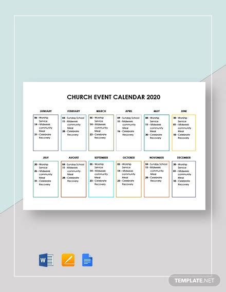 Church Calendar - 17+ Examples, Format, How To Design, Pdf