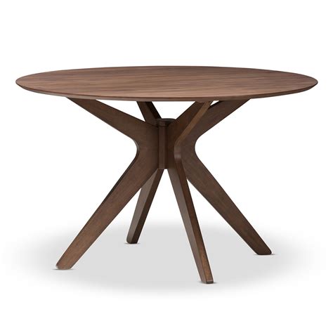 Baxton Studio Lyla Mid-Century Modern Walnut Wood 47-Inch Round Dining Table, Walnut Brown- Buy ...