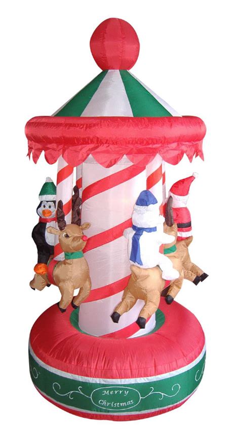 6.5' Inflatable Animated Christmas Carousel Lighted Yard Art Decoration - Walmart.com - Walmart.com