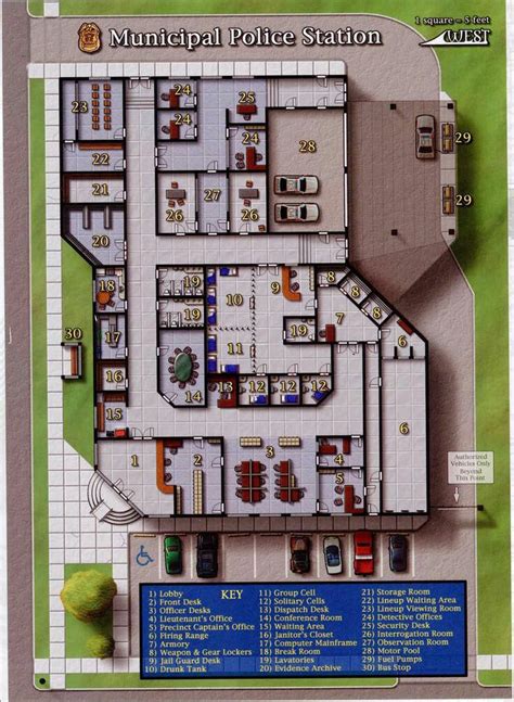 Municipal Police Station | Tabletop rpg maps, Modern map, Map layout