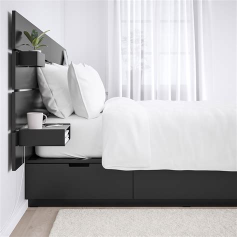 NORDLI Bed with headboard and storage, anthracite, King - IKEA