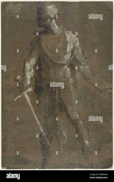 Scherprechter Servilius Ahala, Domenico Beccafumi, 1530 - 1535 drawing Standing executioner with ...