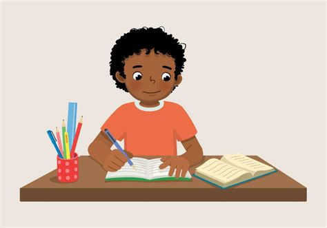 Children Doing Homework Clipart Black