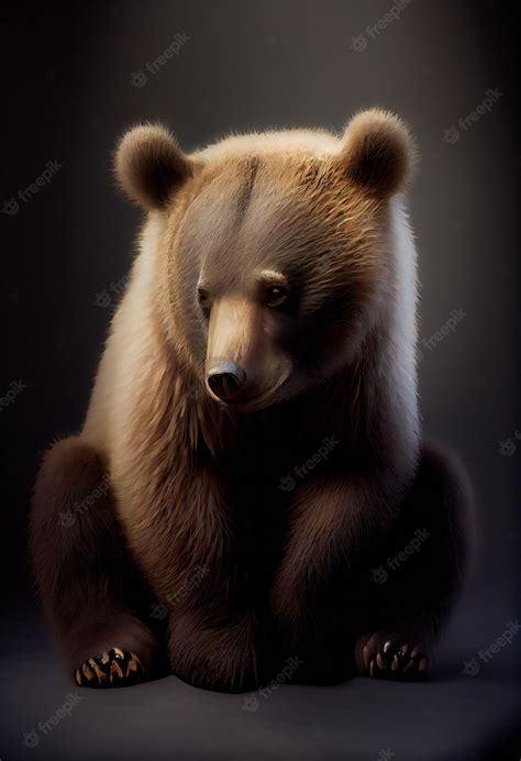 Premium Photo | Bear cub portrait on black background generative aixa