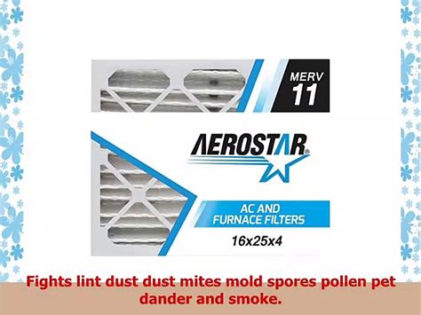 Aerostar Pleated Air Filter 20x20x1 Pack of 6 MERV 11 Made in The USA Home HVAC Air Filters Home ...