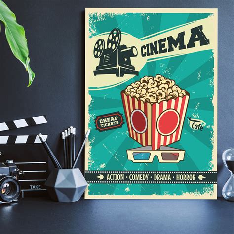 Placa Decorativa Vintage Cinema Tickets 30x40cm