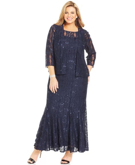 Alex Evenings Plus Size Sequin Lace Gown And Jacket in Blue | Lyst