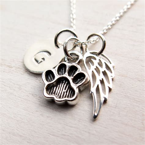 Sterling Silver Pet Memorial Necklace Personalized with Initial