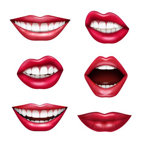 Free Vector | Mouth expressions lips body language emotions realistic ...