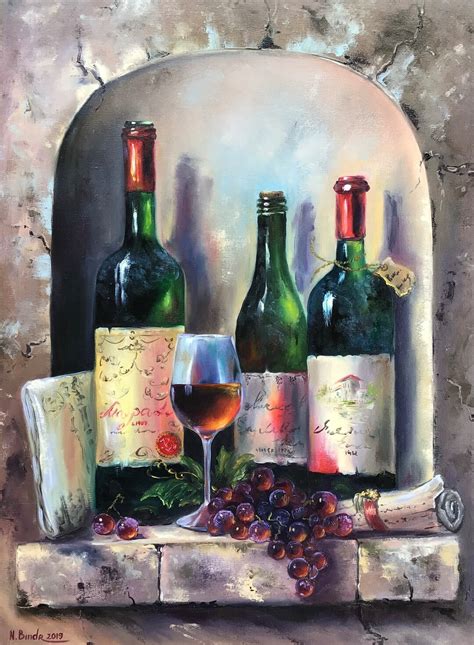 Wine Painting Grapes Original Art Still Life Oil Painting French County ...