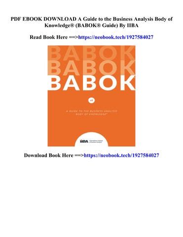 PDF/ePub A Guide to the Business Analysis Body of Knowledge® (BABOK® Guide) - IIBA by ...