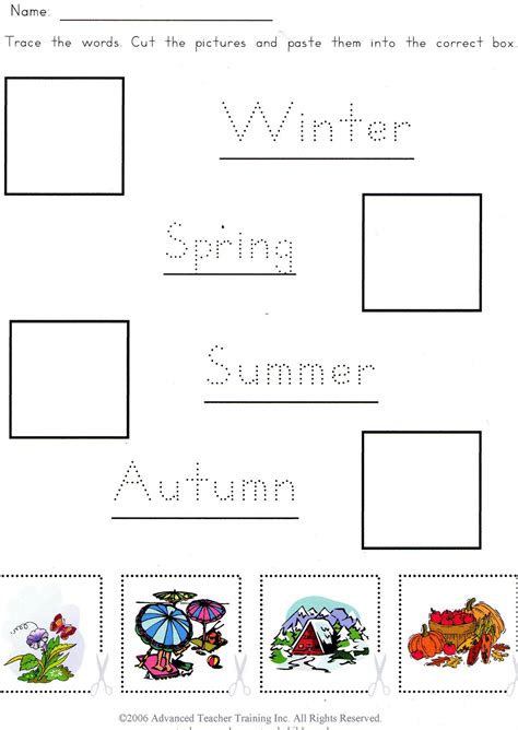 Seasons Worksheets For Kindergarten - Kindergarten