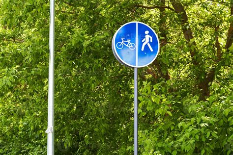 Photo round blue pedestrian and bicycle sign 26162233 Stock Photo at ...