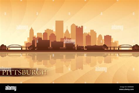 Pittsburgh city skyline silhouette background Stock Vector Image & Art ...