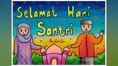 Cara Menggambar dan Mewarnai Tema Hari Santri - YouTube