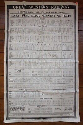 1940 GWR Railway Timetable Poster Slough Maidenhead Reading | eBay