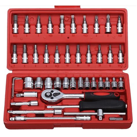 46pcs Hand Wrench Socket Set Accesories Car Motorcycle Multifunction High-carbon Steel Repairing ...