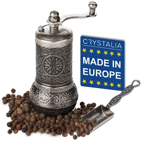 Black Pepper Grinder, Refillable Turkish Spice Mill with Adjustable ...