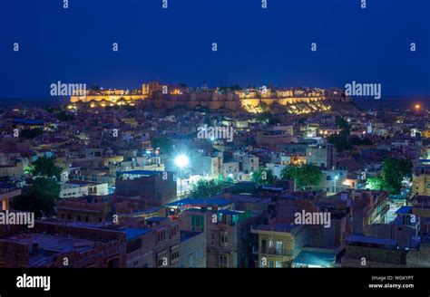 Night View of Golden City Jaisalmer with fort Stock Photo - Alamy