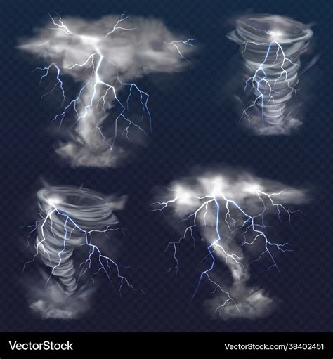 Lightning in tornado twister realistic storm Vector Image