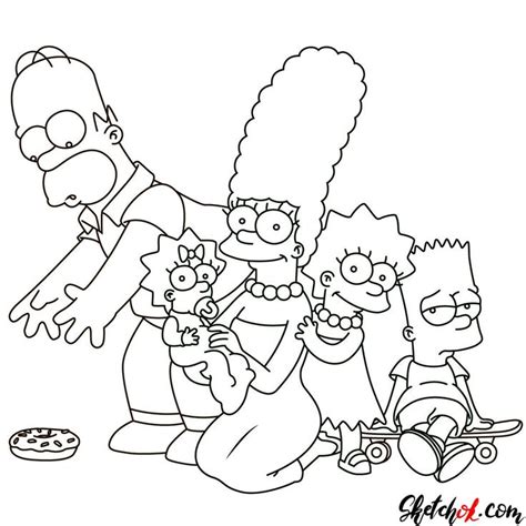 How to draw the Simpsons family together - Sketchok easy drawing guides ...