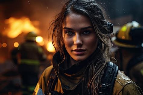 Premium AI Image | A woman in a firefighter uniform