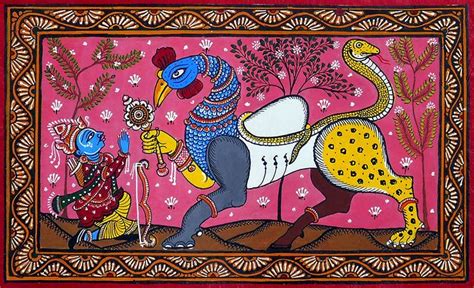 Arjuna Bows to Navagunjara - Patta Painting on Patti | Painting, Indian folk art, Indian paintings