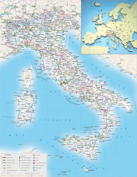 Mapa de carreteras en Italia - MapaCarreteras.org | Mapas de carreteras, Mapa de italia, Mapa ...