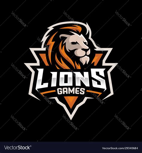 Lion head gaming logo Royalty Free Vector Image