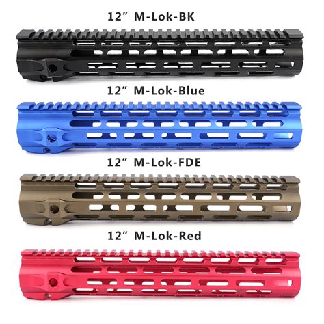 12 Inch Mlok Handguard Free Float Super Slim AR 15 Handguard Quad Rail w/ Nut fit .223 for AR15 ...