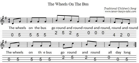 The Wheels On The Bus | Banjo Tab For Beginners - Tenor Banjo Tabs